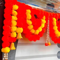 Nutts Yellow & Red Marigold Bandhanwar Festive Decor-26
