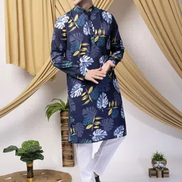 Hangup Men Floral Printed Regular Kurta with Pyjamas-picture-14