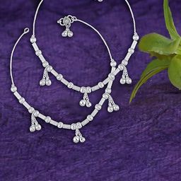 Heer Collection Set Of 4 Silver-Plated Anklets-image-17