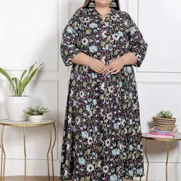 KALINI Women Plus Size Ethnic Motifs Print Maxi Dress-image-63