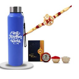 Best Brother Rakhi Combo with Bottle & Roli Chawal , coin and greeting card Set-image-33