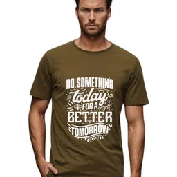 BLUEFICUS Typography Printed Round Neck Bio Finish Slim Fit T-shirt-image-92