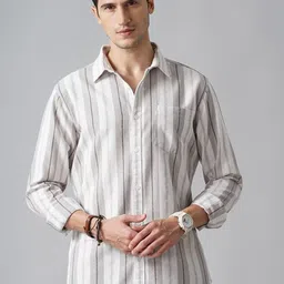 British Club Men Classic Spread Collar Vertical Striped Cotton Casual Shirt-picture-25