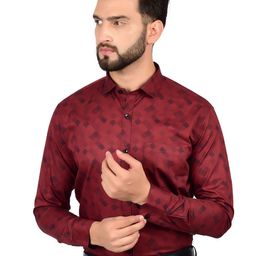 Heed Attentive Geometric Printed Cutaway Collar Formal Cotton Shirt-picture-25