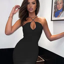 LULU & SKY Women Striped Halter Neck Bodycon Dress-image-31