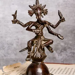 The Advitya Brown Religious 4 Hand Ganesha Idol Showpiece-picture-1