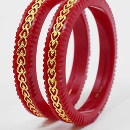 Sattik Set of 2 Gold Plated Shakha Pola Bangle-image-60