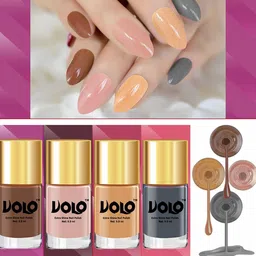 VOLO 4-Pc Intense Shine Long Running Nail Polish- Dark Nude-Flirty Nude-Grey-Pinkish Nude-24