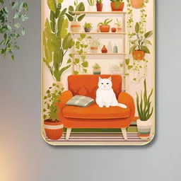 Myntra Elegant Homes Orange & White Floral And Botanical Printed Wood Cat Wall Art-picture-17