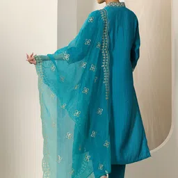 gerua by libas Libas Women Embroidered Regular Sequinned Kurta with Trousers & With Dupatta image 5
