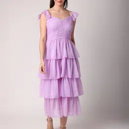 BLANC9 Women Sweetheart Neck Fit And Flare Midi Dress-image-15
