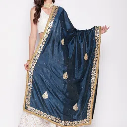 Clora Creation Floral Embroidered Dupatta With Gotta Patti-image-52