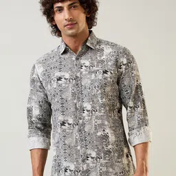TIM PARIS Standard Printed Spread Collar Pure Cotton Casual Shirt-picture-29