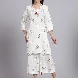 aayusika Printed V-Neck Tunic With Trouser Co-Ords-picture-1
