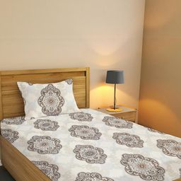 IVAZA Grey Ethnic Motifs 400 TC Single Bedsheet with 1 Pillow Covers-image-54