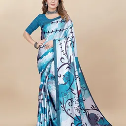 Anouk Floral Satin Saree-image-42