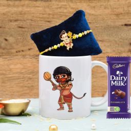 Kids Rakhi With Dairy Milk Chocolate ,Mug, Roli Chawal|Rakhi Gift For kids Brass, Assorted Gift Box-19