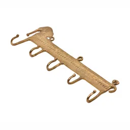 IndianShelf Gold Toned Brass Elephant Wall Hooks Cloth Hanger-17