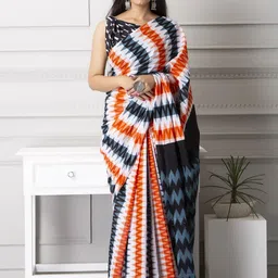 Pinkcity Trade World Geometric Pure Cotton Block Print Saree-18