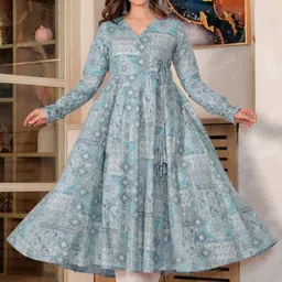 Emaira Women Ethnic Motifs Printed Cotton Kurta with Trousers-picture-40