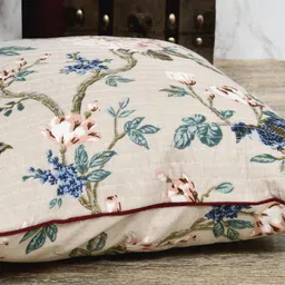 Urban Jaipur Peach-Coloured & Blue Set of 2 Floral Square Cushion Covers image 5