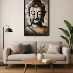 999Store Brown & Black Buddha Printed Canvas Religious Wall Art-image-6