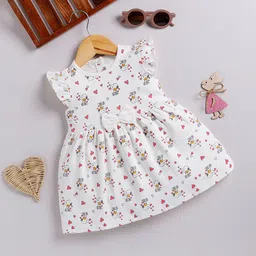 YK X Tinyo Girls Printed Flutter Sleeve Fit & Flare Dress-image-34