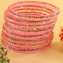 LAVAZZA Set Of 10 Fancy Glass Crystals Studded Bangles-image-38