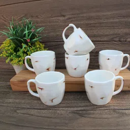 laghima jadon White & Red Textured Ceramic Matte Cups Set of 6 Cups and Mugs image 2