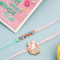 Sangria Set Of 2 Cartoon Artificial Stones Studded Thread Rakhi-48