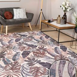 Kaleen India Coffee Brown Floral Anti-Skid Polyester Carpet-image-30