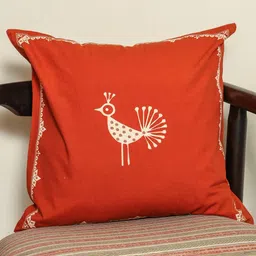 Crown of Poppies Rust Geometric Square Cushion Covers-image-41