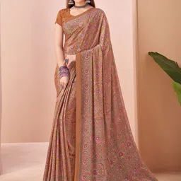 Saree mall Ethnic Motifs Pure Crepe Designer Block Print Sarees-picture-5