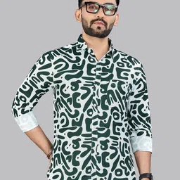ADWYN PETER Men Classic Spread Collar Abstract Printed Cotton Casual Shirt-image-35