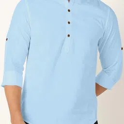 Fifth U Men Turquoise Blue Kurta-23