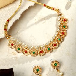 ASMITTA JEWELLERY Gold Plated Stones Studded & Beaded Jewellery Set-image-53