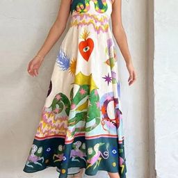 Alamode By Akanksha Women Printed Multi Jonah Printed Summer Fit and Flare Dress-image-95