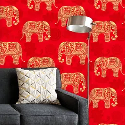 ArtzFolio Printed UV-Resistant Anti-Bacterial Indian Elephants Peel & Stick Wallpaper-image-82