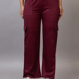 PROBASIC Women Striped High-Rise Straight Fit Cargos-image-46