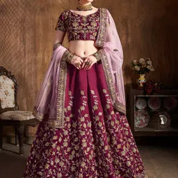 FABPIXEL Embroidered Sequinned Semi-Stitched Lehenga & Unstitched Blouse With Dupatta-picture-35