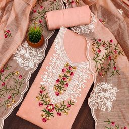 MANVAA Floral Embroidered  Sequinned Unstitched Dress Material-image-78
