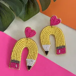 KALAKARI Artificial Beads Contemporary Half Hoop Earrings-image-80