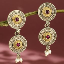 Fabindia Women Circular Brass Drop Earrings-55