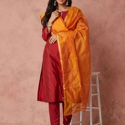 Fabindia Cotton Silk Blend Maheshwari Woven Dupatta-picture-37