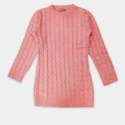 Here&Now X Game Begins Girls Acrylic Cable Knit Longline Pullover-image-87