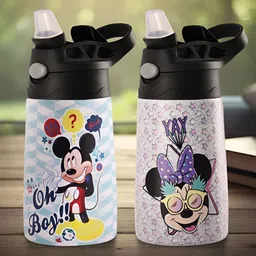 YK Blue & Pink Set of 2 Stainless Steel Printed Water Bottle-image-77