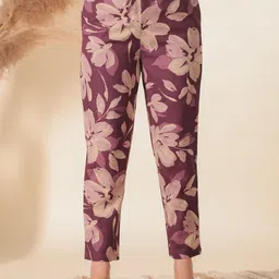 Aramya Women Floral Printed Mid-Rise Cotton Trousers-image-19
