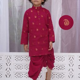 Little Bansi Boys Ethnic Motifs Regular Pure Cotton Kurta with Dhoti Pants-48