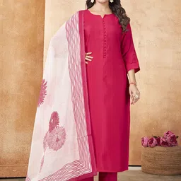 MOJILAA Roman Silk Straight Kurta with Trousers & Dupatta-51