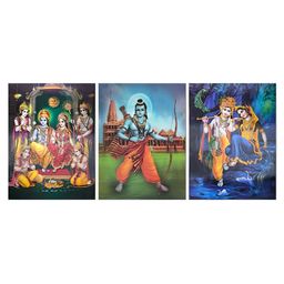 Art Street Green & Blue 3 Piece Paper Religious Wall Paintings-image-57